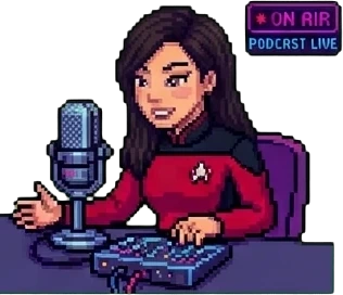 Pixel-art Lisa at a microphone, under an On Air sign